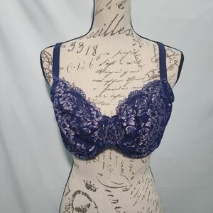 Dorina Curves Dark Blue W Lace Look Bra. NWT. Size 42D.